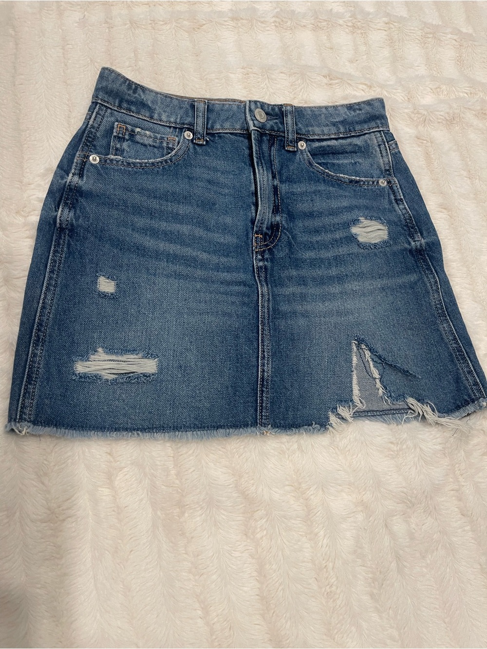 GAP Blue Distressed Denim Girls Mini Skirt